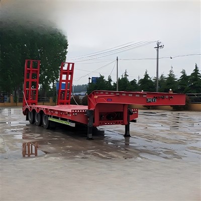 Tri-echel 10- metr metr lled-ôl-gerbyd gwely isel